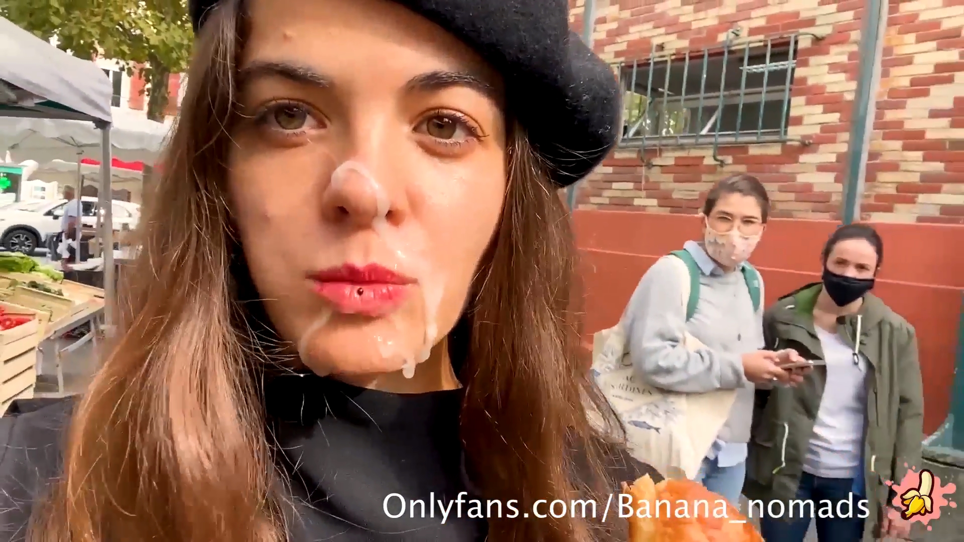 Banana Nomads Facial Cumwalk Cum Eating With Croissant In France