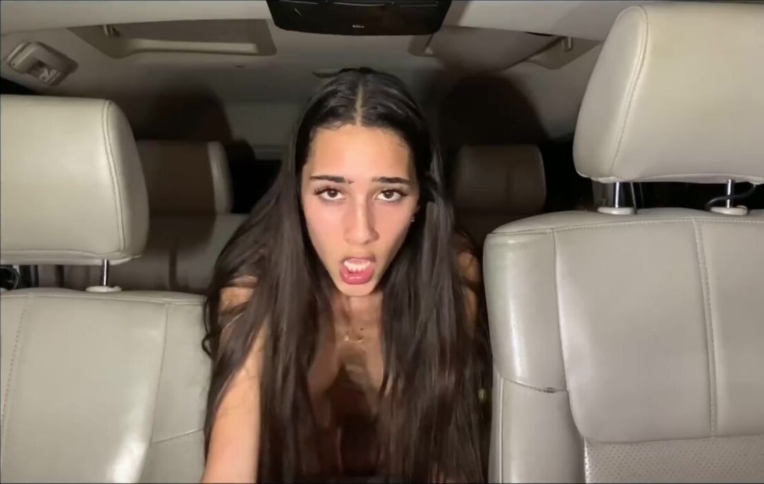 BELLA SKIES Horny Latina Teen Cum Dripping Car Sex and Slopp