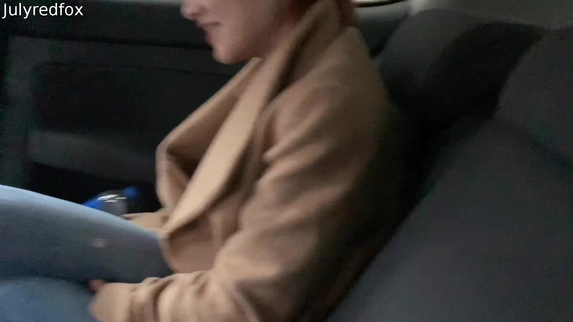 Redhead Girl Play With Vibrator In Taxi.