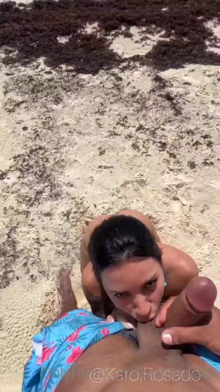 Karol rosado public beach blowjob