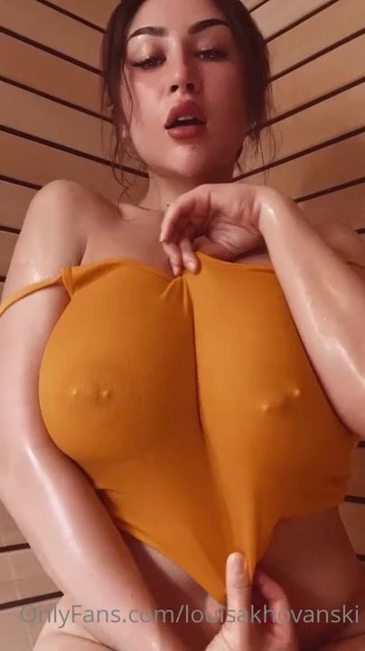 Louisa Khovanski nude & big boobs Sauna