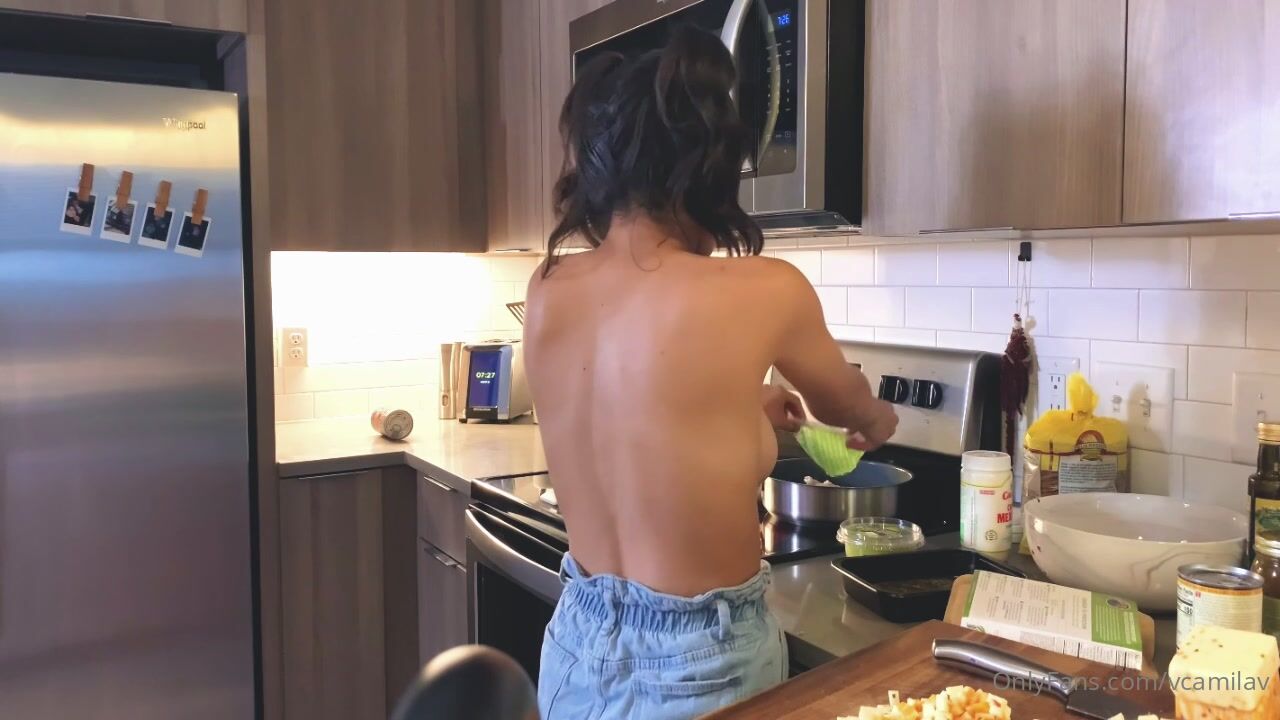 Camila Valentina Topless Cooking