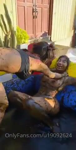 Lana Rhoades Nude Lesbian Mud Wrestling